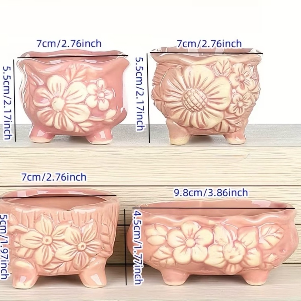 Floral Ceramic Planters Set